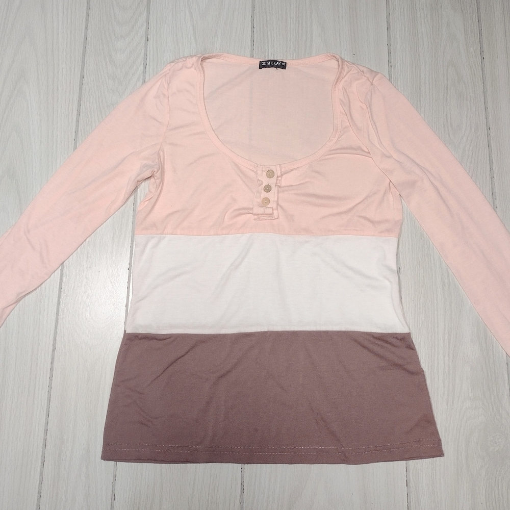 Sheilay Womens Long Sleeve color block size Large.
